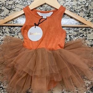 iloveplum Orange Suede Tutu Bodysuit